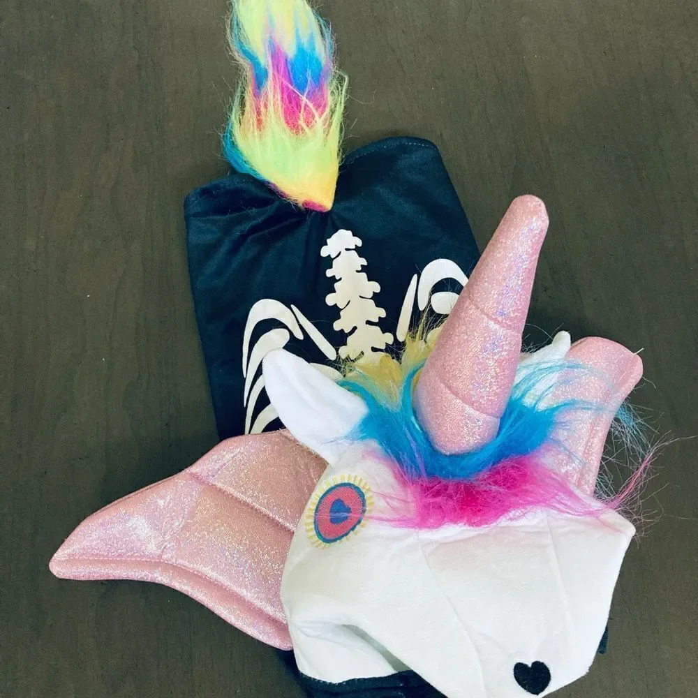Pet Halloween Unicorn Skeleton Dog Costume